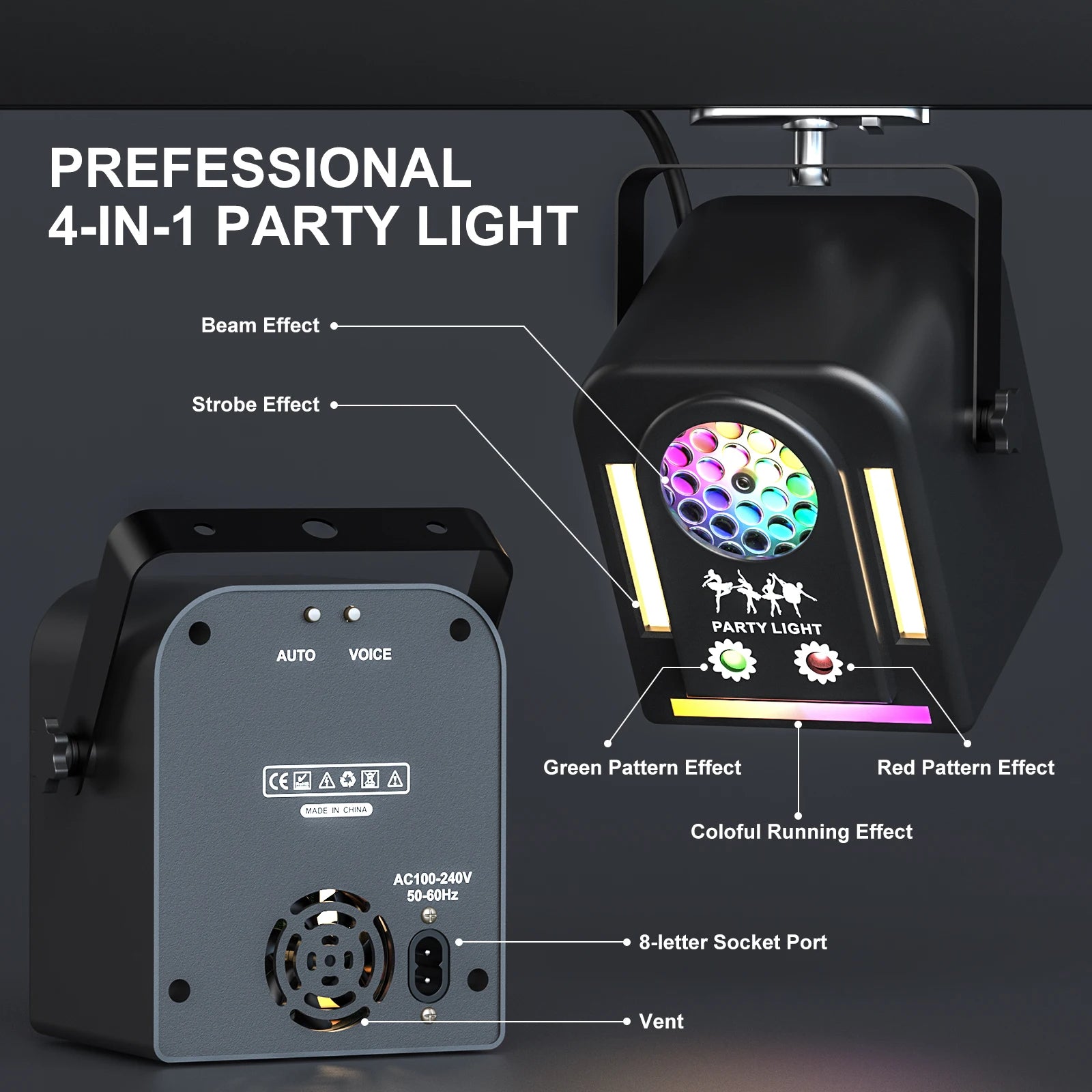 Leleght Strobe Stage Lights Full Color with Remote&Sound Activated, AUTO Perefct for Disco Party Bar Club DJ  Stage Lighting