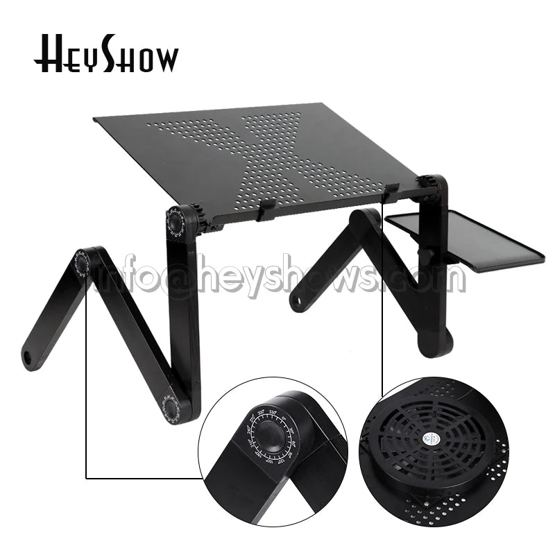 Portable Adjustable Aluminum Laptop Stand Ergonomic Desk Holder with Mouse Pad for TV Bed Sofa Tray PC Notebook Table