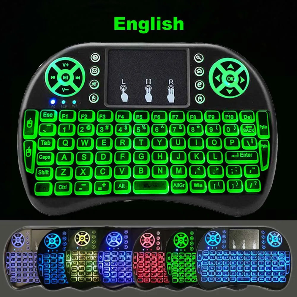 I8 Mini Wireless Keyboard Backlight 7 color 2.4G Touchpad for Android TV Box PC Projector Pad