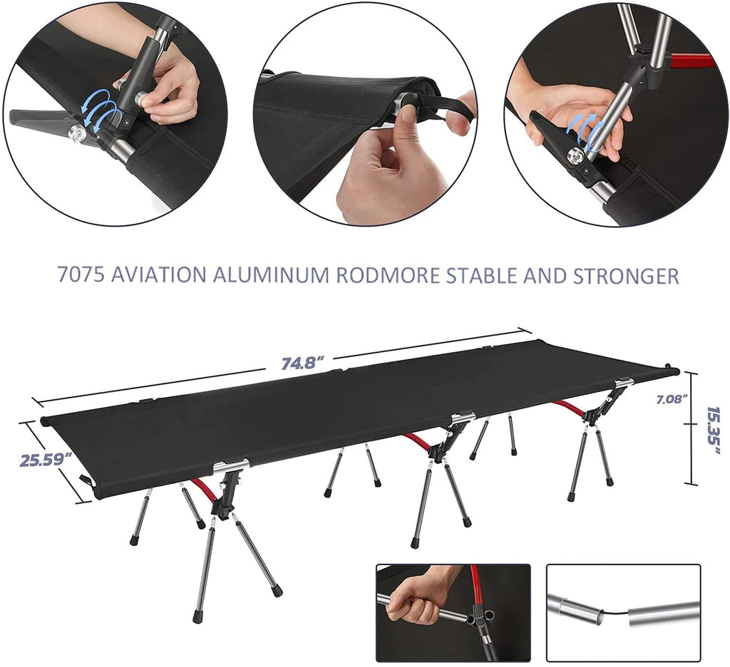 Outdoor Folding Camping Bed Single Person Cot Portable Foldable Sleeping Pad Hiking Backpacking Picnic Camping Cot Bed Mat 야전침대