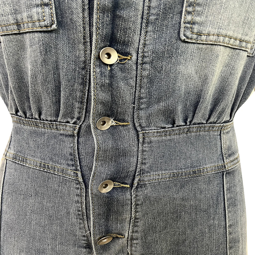 Ts1300 Sense of Quality 2025 Casual Washed Sleeveless Denim Cargo Plus Size Sexy Jumpsuit Street Style Jeans Romper
