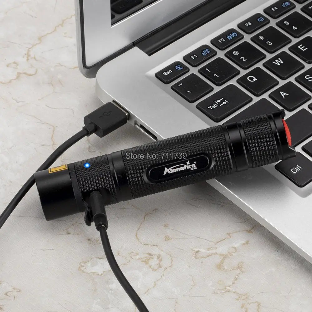 SV005 10W 365nm UV Flashlight USB Rechargeable Ultraviolet Invisible USB Torch Pet Urine Stains Ore Scorpion Detection Lamp