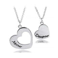 2 Pcs/set Mother and Daughter Heart-Shaped Hollow Female Pendant Necklace for Women Girls Fashion Family Love Mother's Day Gift