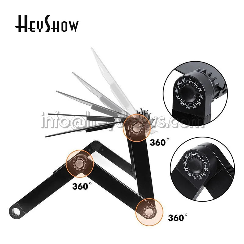 Portable Adjustable Aluminum Laptop Stand Ergonomic Desk Holder with Mouse Pad for TV Bed Sofa Tray PC Notebook Table