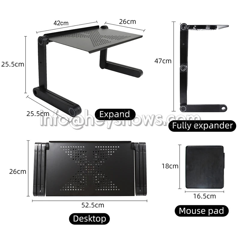 Portable Adjustable Aluminum Laptop Stand Ergonomic Desk Holder with Mouse Pad for TV Bed Sofa Tray PC Notebook Table