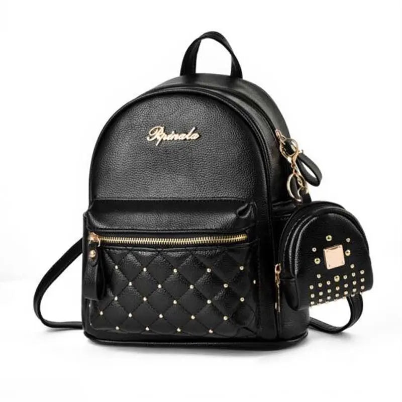 Fashion Luxury Rivet Design High Quality Pu Leather Backpack Women Casual Double Shoulder Bags Female Outdoor Travel Bag Totes