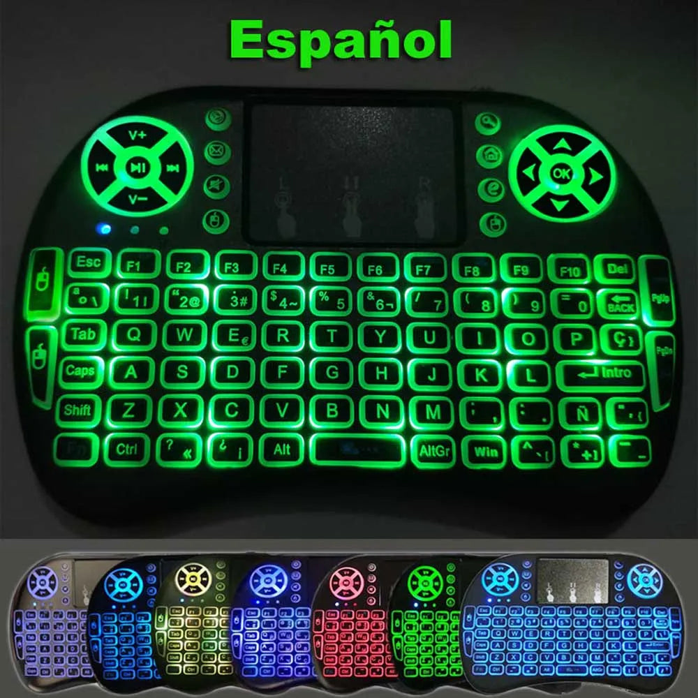 I8 Mini Wireless Keyboard Backlight 7 color 2.4G Touchpad for Android TV Box PC Projector Pad