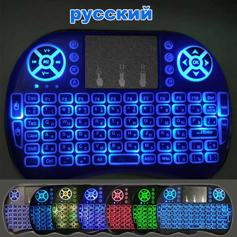 I8 Mini Wireless Keyboard Backlight 7 color 2.4G Touchpad for Android TV Box PC Projector Pad