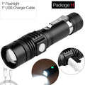POCKETMAN XHP70 LED Flashlight USB Rechargeable Flashlights Zoomable Torch Waterproof Torch with COB Side Light