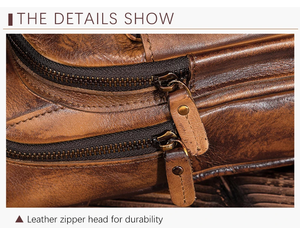 Men Quality Cow Leather Casual Fashion Triangle Crossbody Chest Sling Bag Design Travel One Shoulder Bag Daypack Male 8013