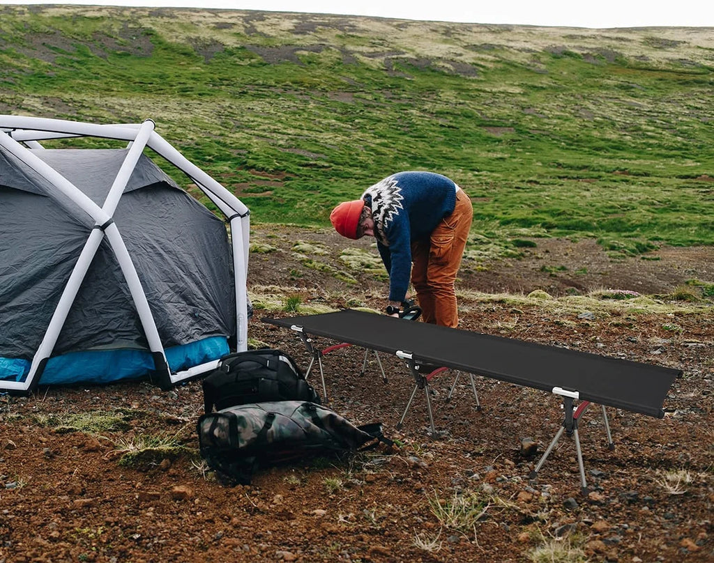 Outdoor Folding Camping Bed Single Person Cot Portable Foldable Sleeping Pad Hiking Backpacking Picnic Camping Cot Bed Mat 야전침대