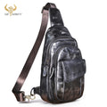 Men Quality Cow Leather Casual Fashion Triangle Crossbody Chest Sling Bag Design Travel One Shoulder Bag Daypack Male 8013