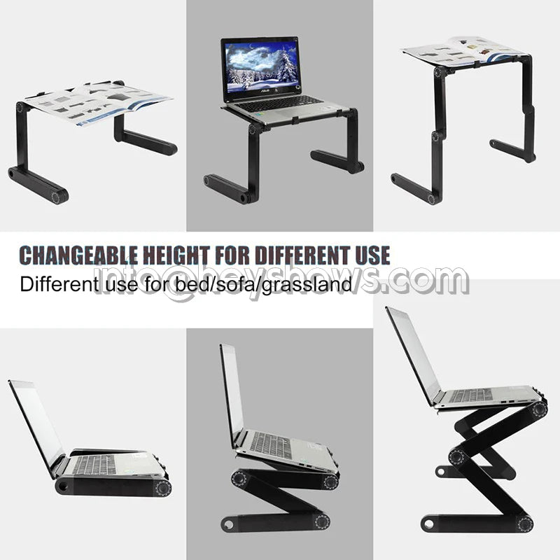 Portable Adjustable Aluminum Laptop Stand Ergonomic Desk Holder with Mouse Pad for TV Bed Sofa Tray PC Notebook Table