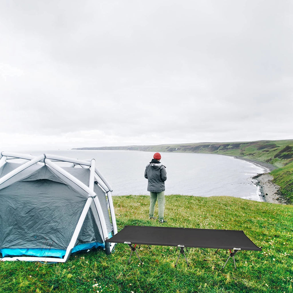 Outdoor Folding Camping Bed Single Person Cot Portable Foldable Sleeping Pad Hiking Backpacking Picnic Camping Cot Bed Mat 야전침대