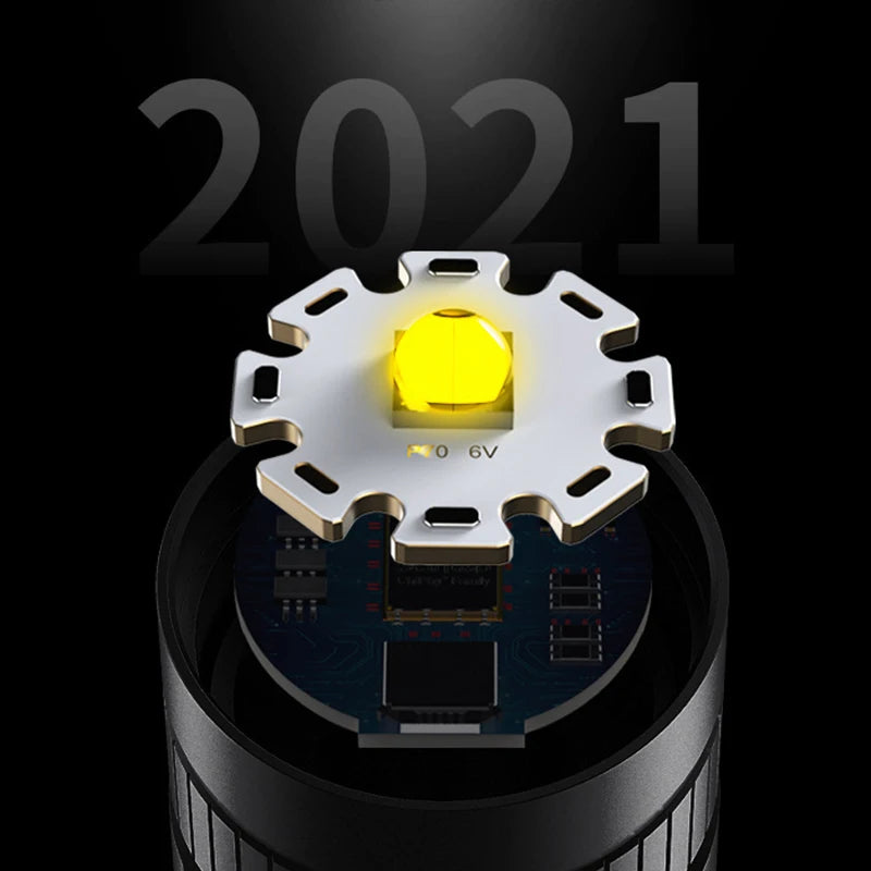 POCKETMAN XHP70 LED Flashlight USB Rechargeable Flashlights Zoomable Torch Waterproof Torch with COB Side Light
