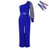 3xl  2xl Latest Design Jumpsuit Women Diagonal Shoulder Single Sleeve Sexy High Waist Wide Leg Jumpsuit for Women With Belt