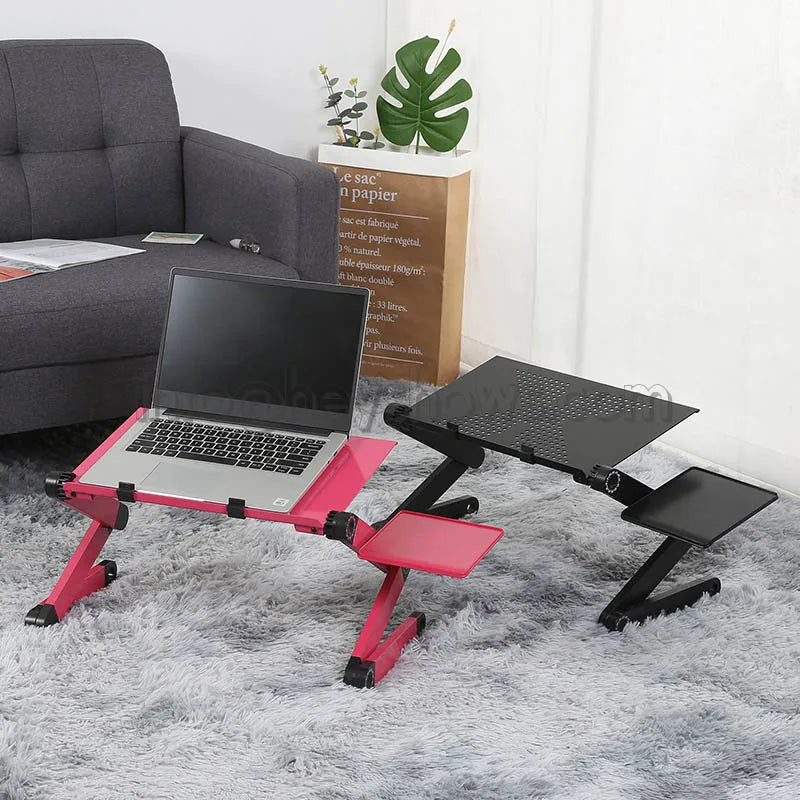 Portable Adjustable Aluminum Laptop Stand Ergonomic Desk Holder with Mouse Pad for TV Bed Sofa Tray PC Notebook Table