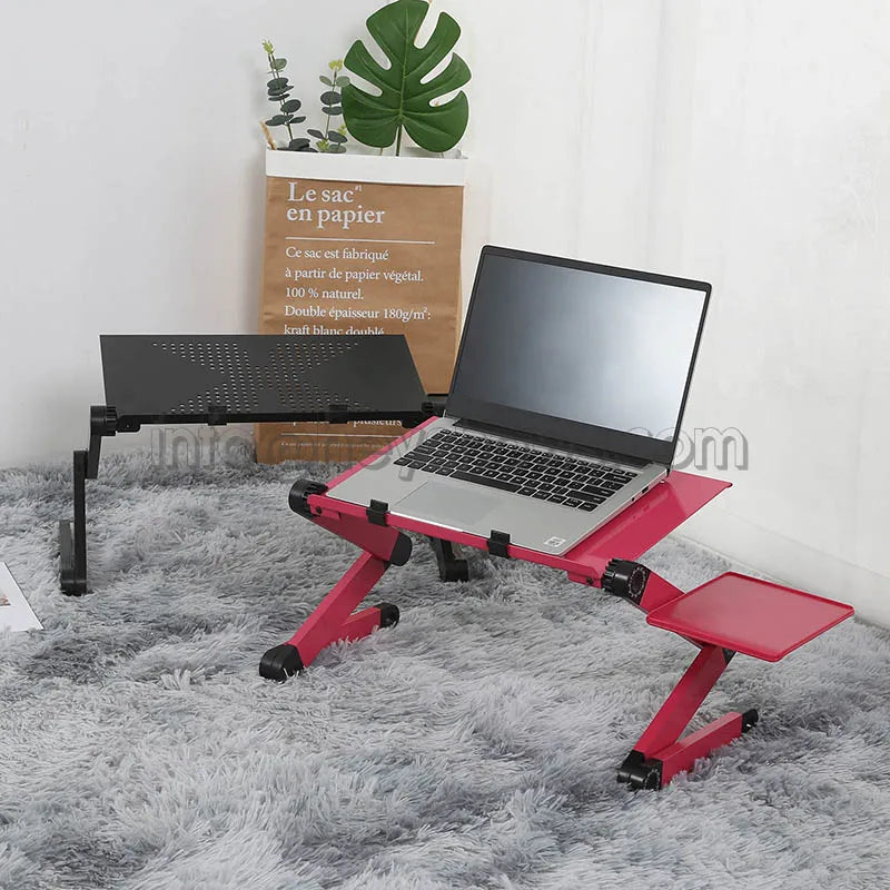 Portable Adjustable Aluminum Laptop Stand Ergonomic Desk Holder with Mouse Pad for TV Bed Sofa Tray PC Notebook Table