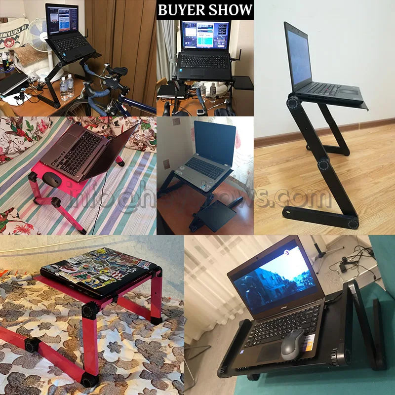 Portable Adjustable Aluminum Laptop Stand Ergonomic Desk Holder with Mouse Pad for TV Bed Sofa Tray PC Notebook Table