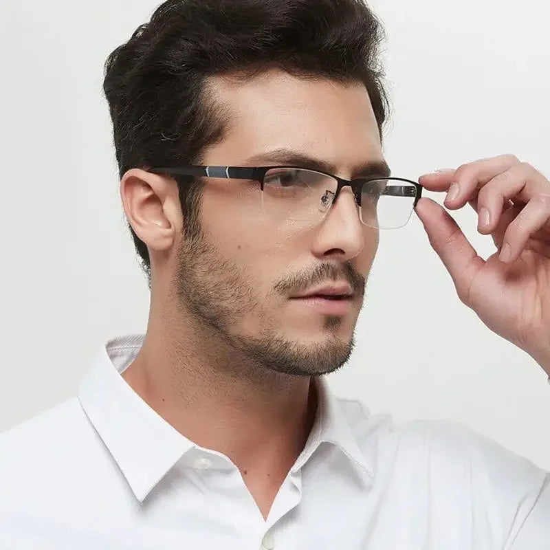 2024 Classic Men Reading Glasses Anti-radiation Presbyopia Half Frame Eyewear TR90 HD Business Eyeglasses Diopters 0 to +4.0