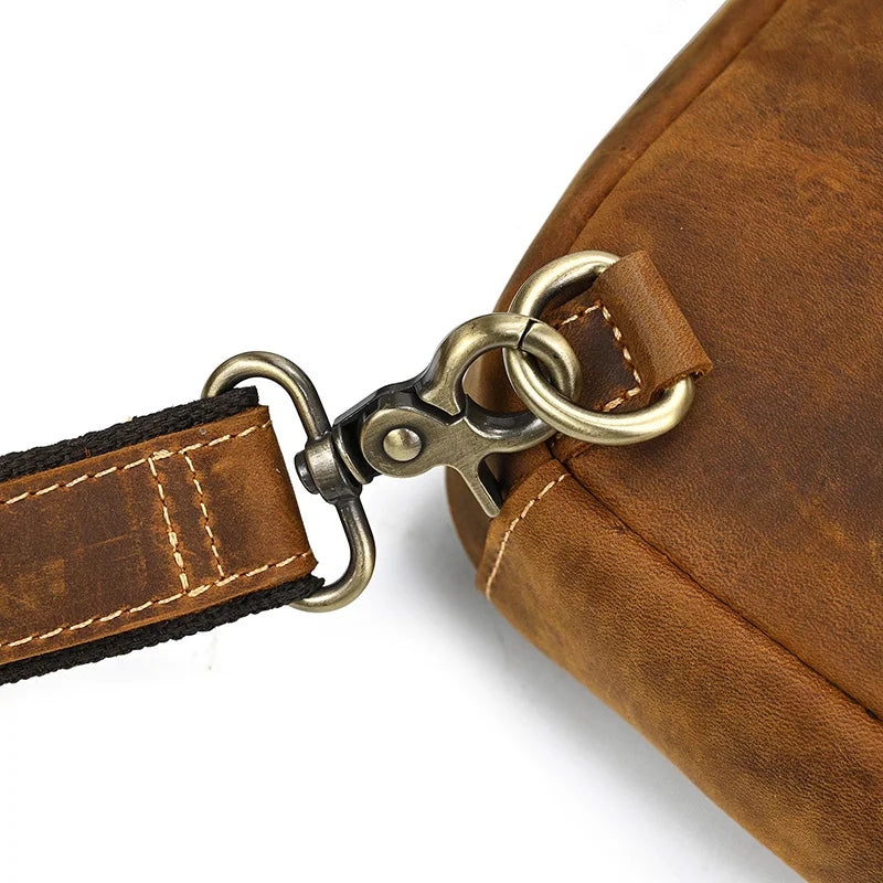 Mans 100% Genuine Leather Sling Bag Men Messenger Bags for Men Black Chest Bags for Phone Casual Sport Shoulder Bag