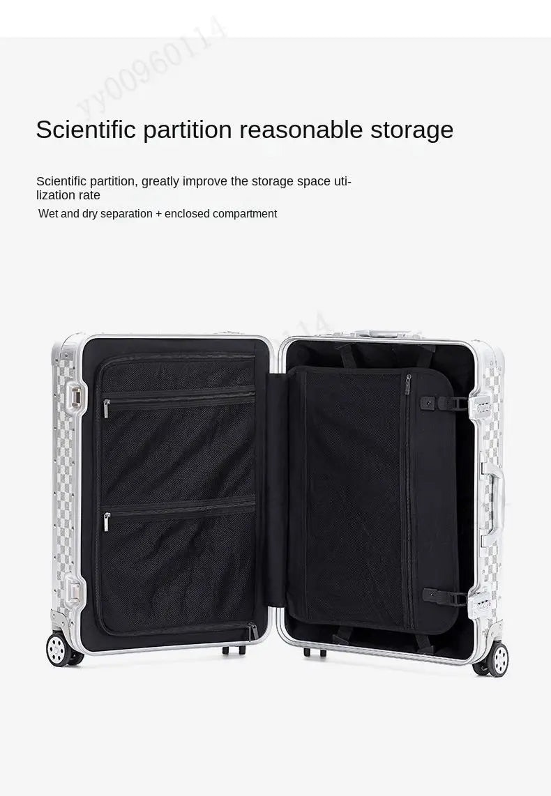 Premium Aluminum Alloy Frame Leather Luggage Unisex 26-Inch Carry-On Suitcase New Travel Case with Sturdy Construction Luggage