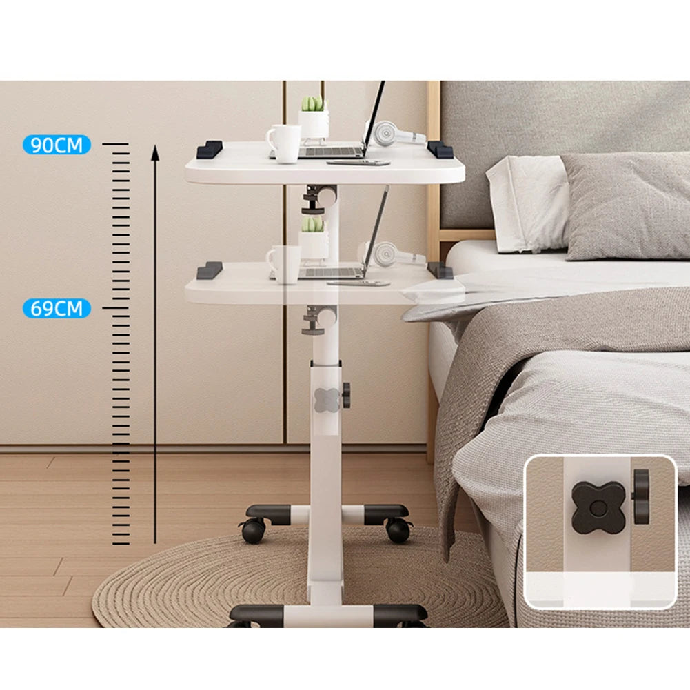 Adjustable Laptop Desk 360° Rotating Tabletop Mobile Stand Overbed Table Standing Rolling Study Table Computer Workstation