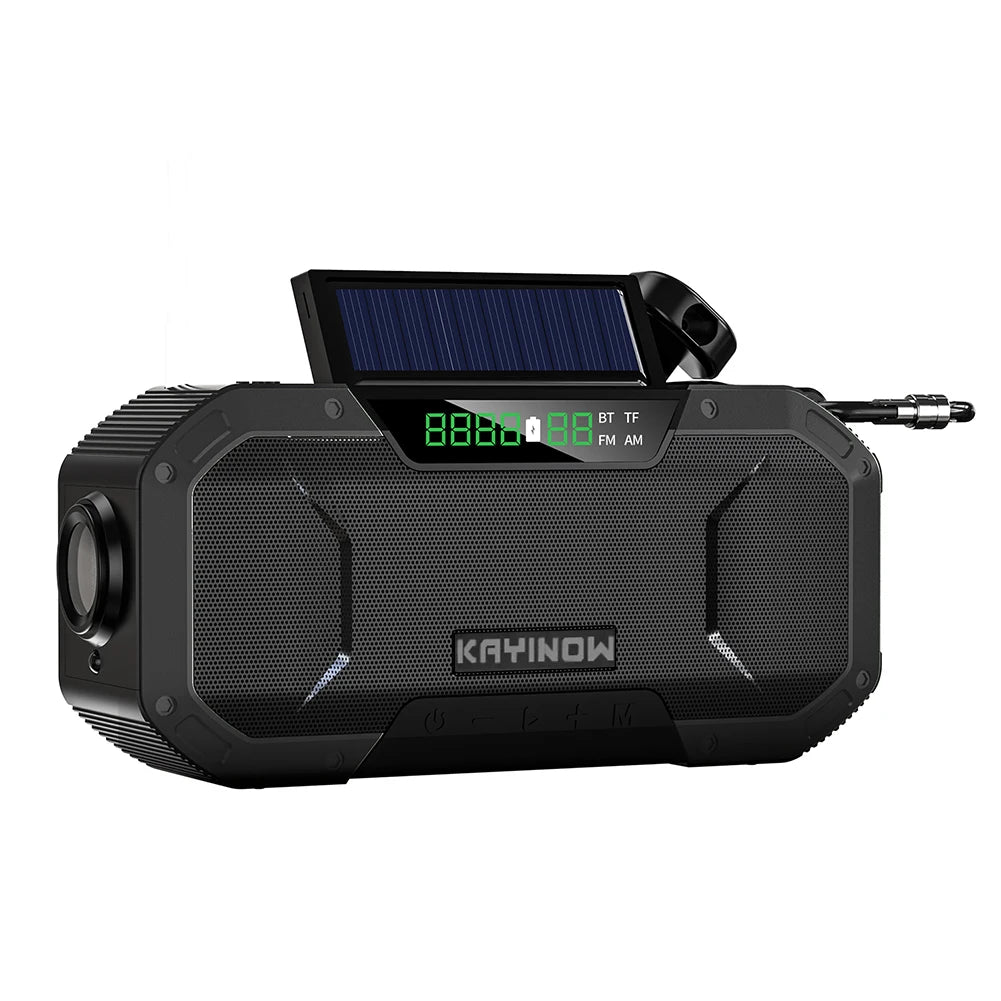 5000mAh Emergency Radio Solar Powered Hand Crank Radio Multifunctional Bluetooth AM/FM Weather Radio Speaker with LED Flashlight