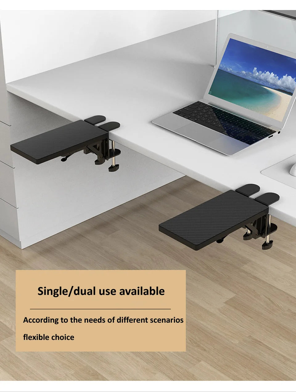 HKXA Computer Arm Support Ergonomic Adjustable Desk Armrest Sturdy Mouse Arm Support Computer Desktop Extender for Home Office