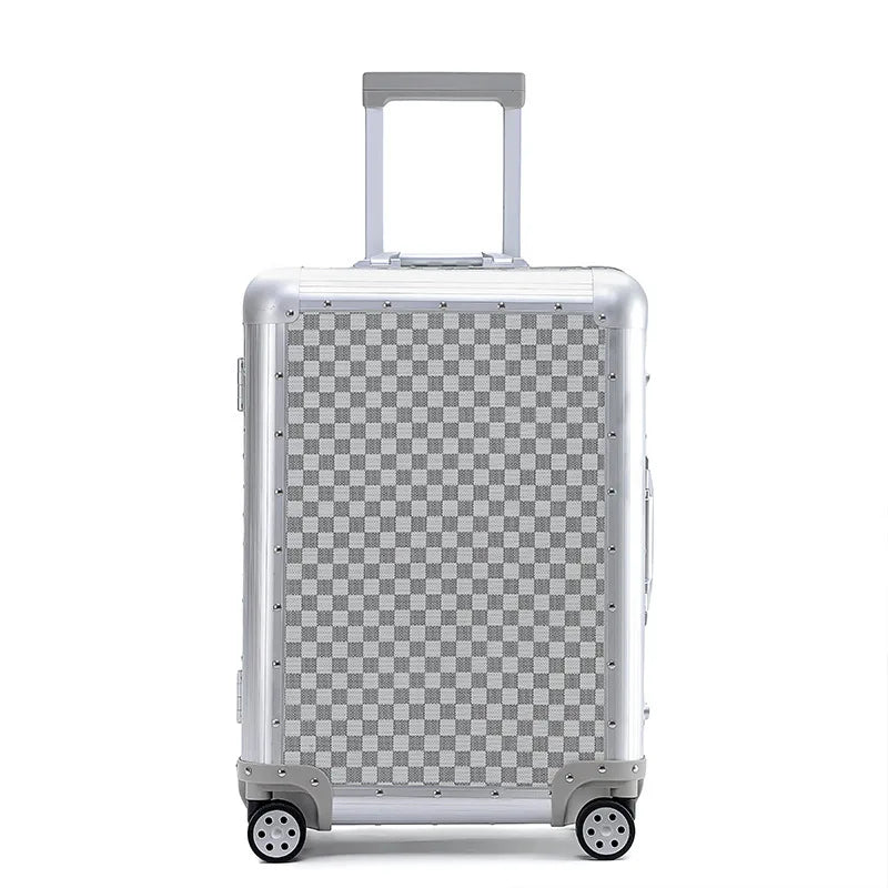 Premium Aluminum Alloy Frame Leather Luggage Unisex 26-Inch Carry-On Suitcase New Travel Case with Sturdy Construction Luggage