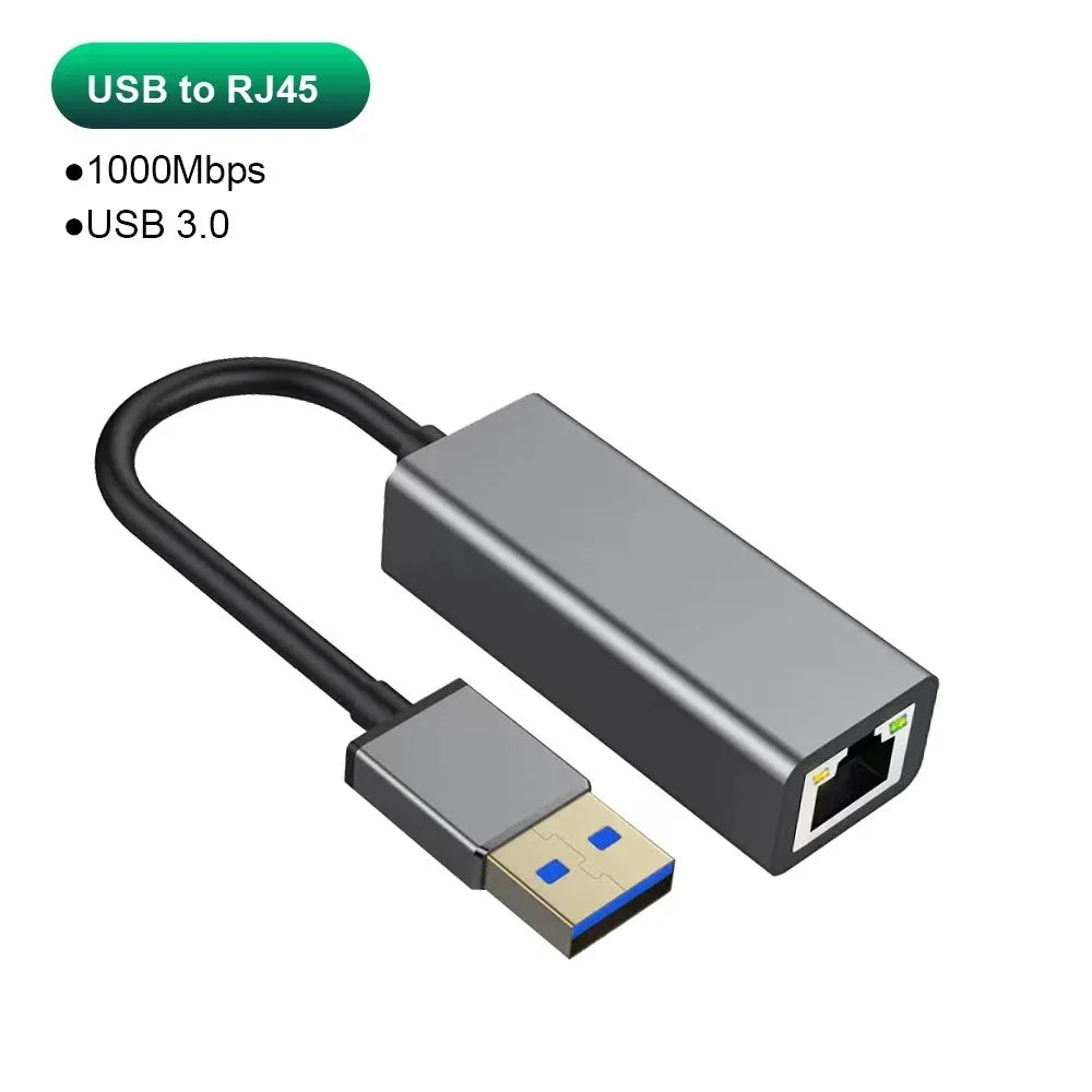 KEBIDUMEI USB Type C Ethernet Adapter Network Card USB Type-C To RJ45 100/1000Mbps Lan Internet Cable For MacBook Laptop PC
