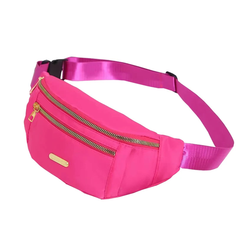 Unisex Adjustable Waist Shoulder Bag, Durable Crossbody Bag with Zipper Pockets and Hardware, Casual Sports Design