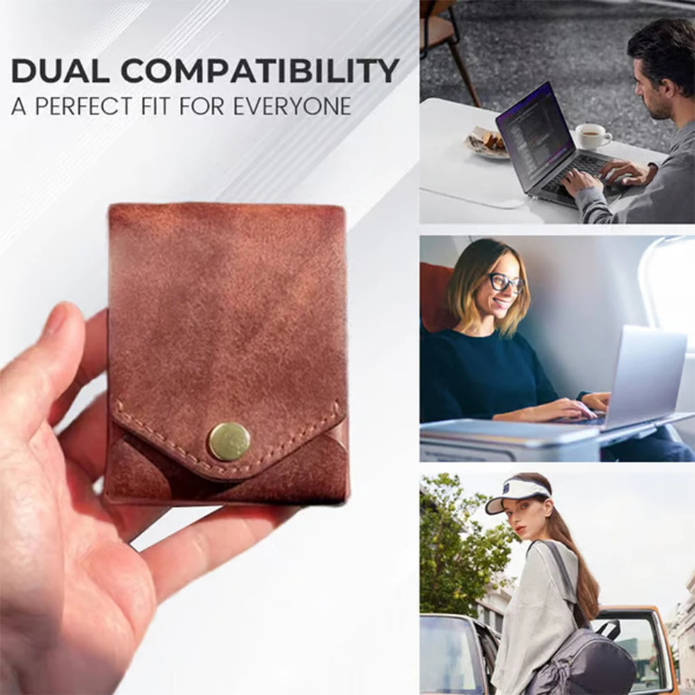 Multifunctional Compact Wallet Bi-Fold Slim Minimalist Wallet Complimentary Fountain Pen for Daily Commuting Business and Travel
