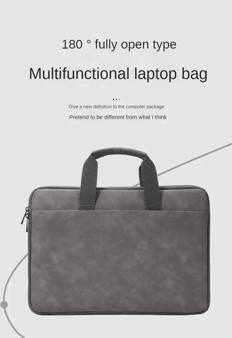 Fully Opening and Closing PU Sheepskin Leather Laptop Bag Suitable for 13-16 Inches Delicate Feel Splashproof and Shockresistant