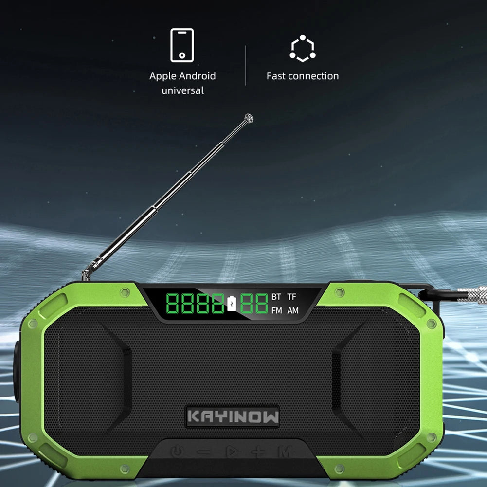 5000mAh Emergency Radio Solar Powered Hand Crank Radio Multifunctional Bluetooth AM/FM Weather Radio Speaker with LED Flashlight