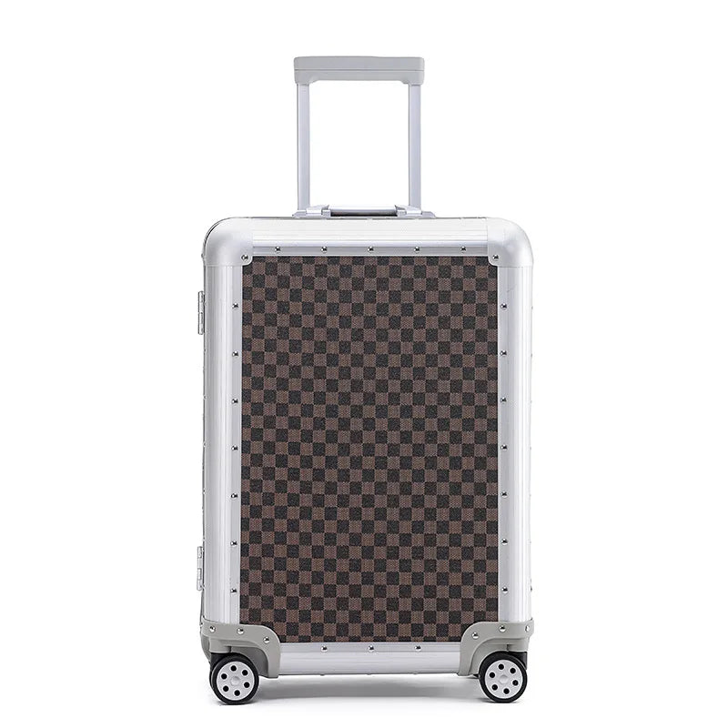 Premium Aluminum Alloy Frame Leather Luggage Unisex 26-Inch Carry-On Suitcase New Travel Case with Sturdy Construction Luggage