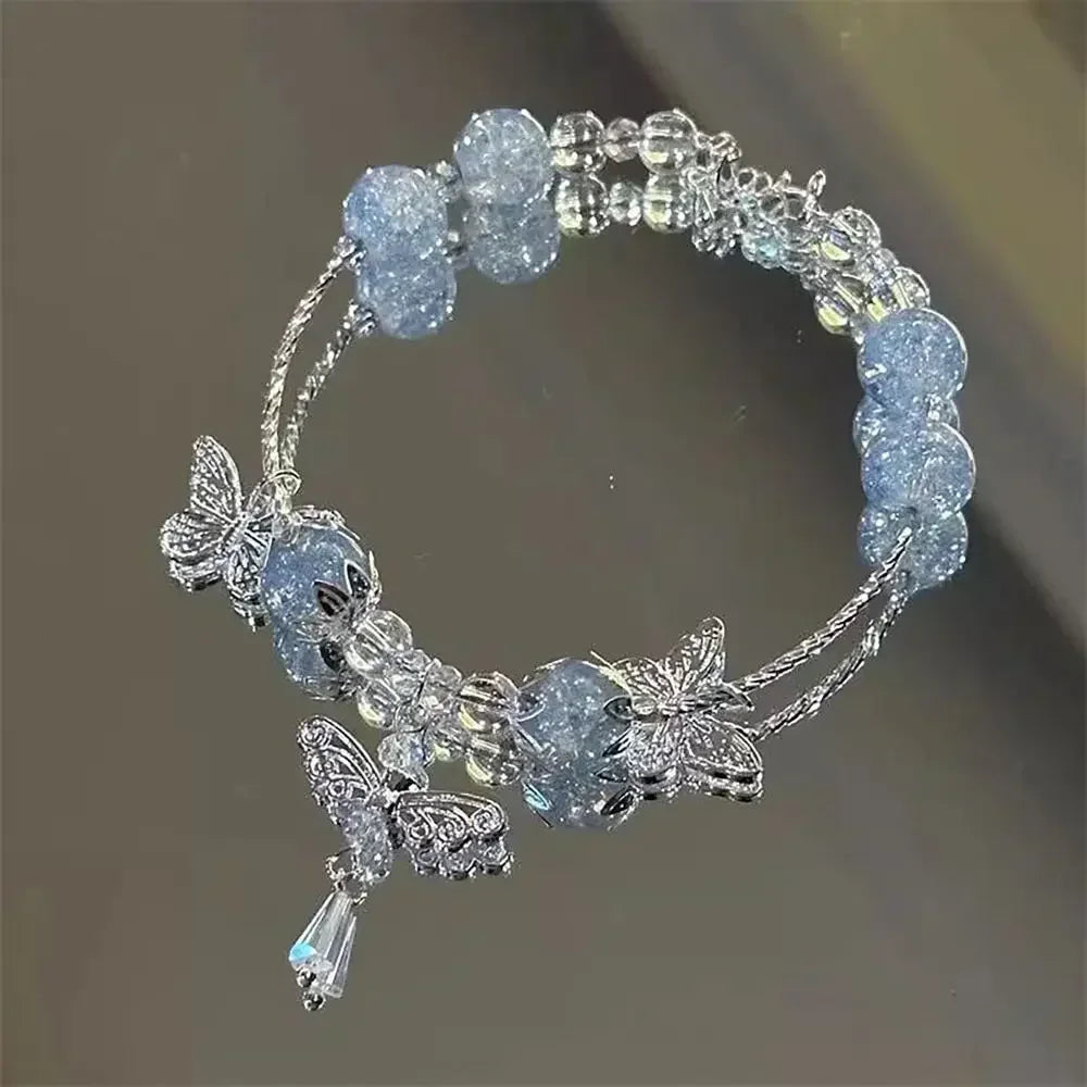 Butterfly Star Moon Flower Pendant Glazed Bracelet Jewelry Gift Beauty Accessory Bead Chain with Colorful Beads Lucky Bracelet