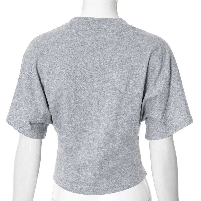 2025 casual solid color simple top round neck short sleeved women's T-shirt