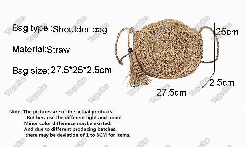 Fashion Hollow Out Shoulder Bags Casual Straw Crossbody Small Round Bag Purse Tassel Messenger Handbags bolsa feminina