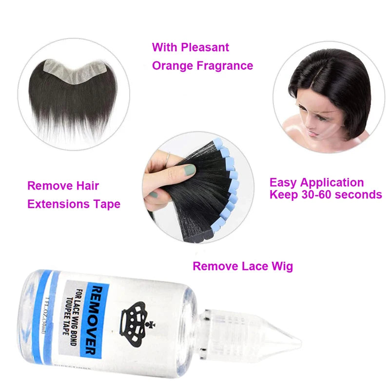 1Pcs Hair Glue Remover Yellow Adhesive Remover For Toupee 30ml Transparent Remover For Lace Wig Tape Remover For Hair Extensions