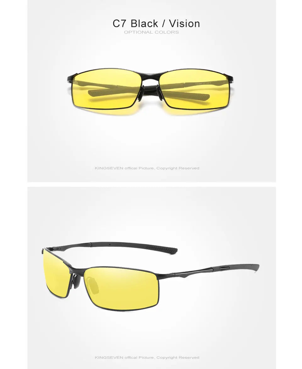 KINGSEVEN Fashion Rectangular Frame Sunglasses For Men UV400 Polarization Alloy Riding Glasses Parsnip Luxury Vintage Eyewear