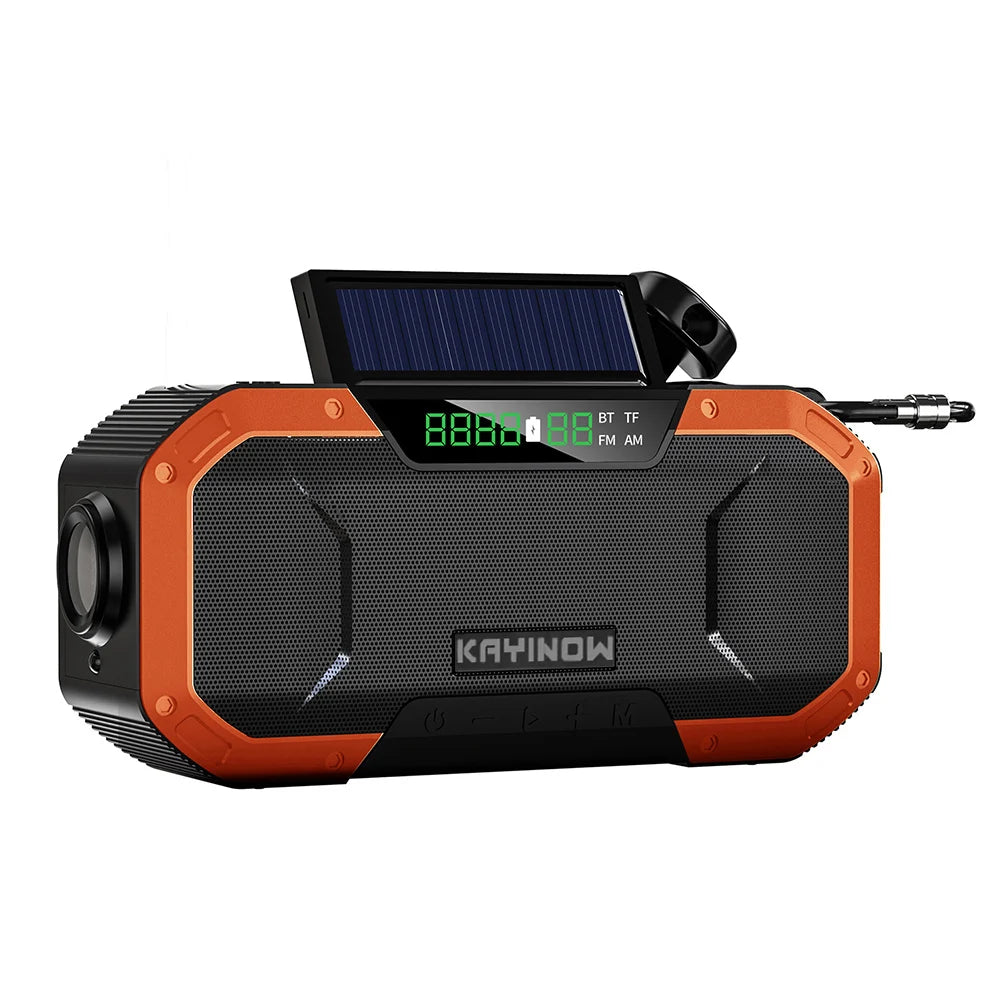 5000mAh Emergency Radio Solar Powered Hand Crank Radio Multifunctional Bluetooth AM/FM Weather Radio Speaker with LED Flashlight