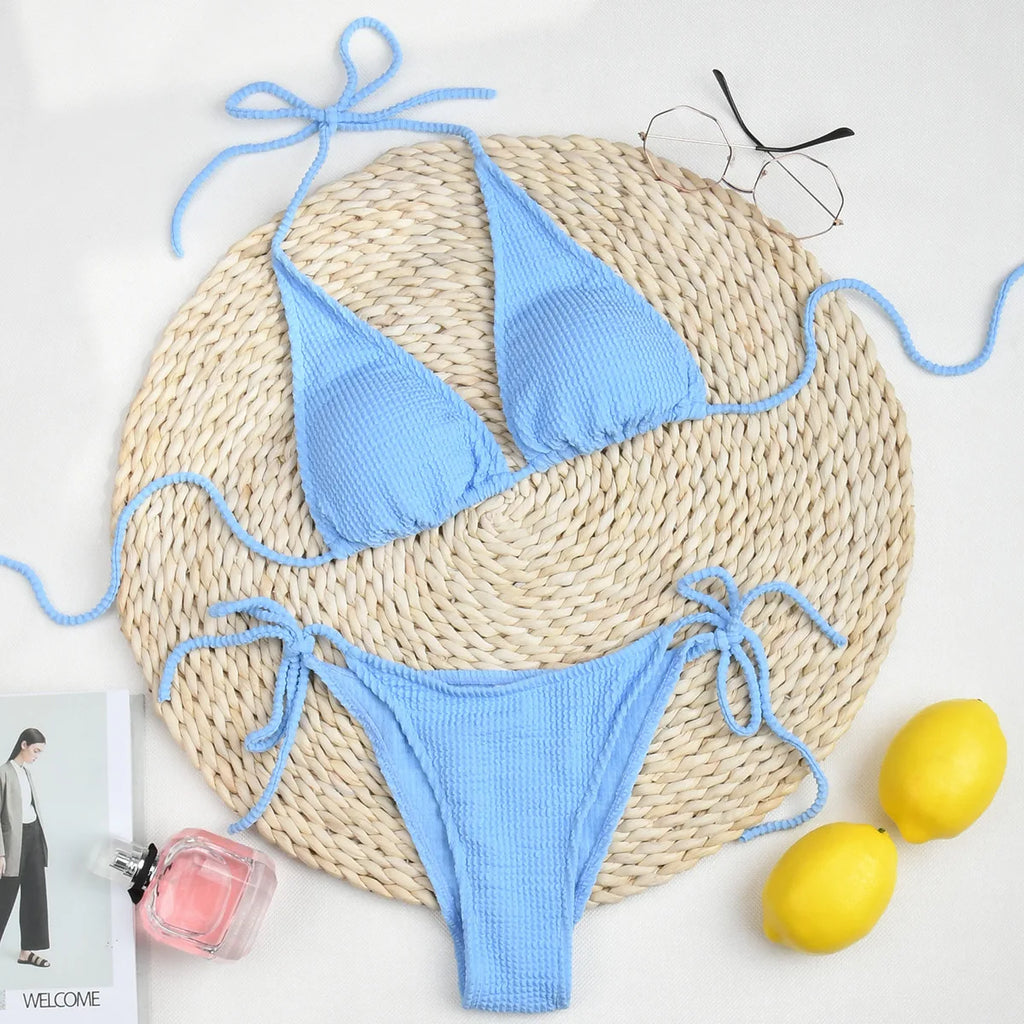 New Fashion Sexy Bikini Solid Swimsuit Women Swimwear Push Up Set Brazilian Bathing Suit Summer Beach Wear Swimming