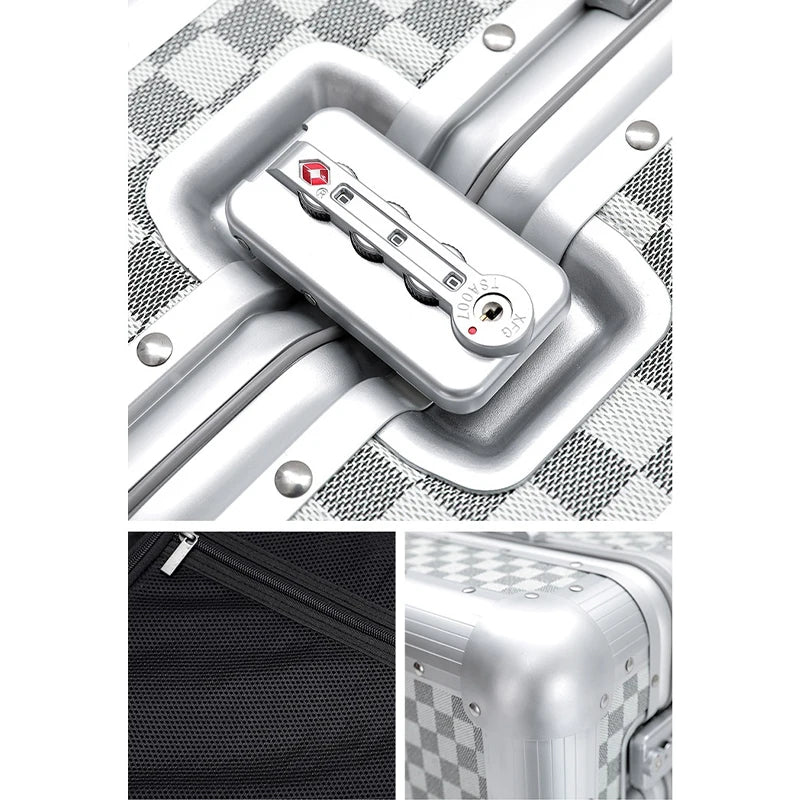 Premium Aluminum Alloy Frame Leather Luggage Unisex 26-Inch Carry-On Suitcase New Travel Case with Sturdy Construction Luggage