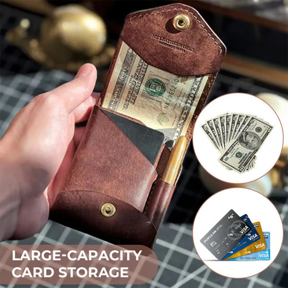 Multifunctional Compact Wallet Bi-Fold Slim Minimalist Wallet Complimentary Fountain Pen for Daily Commuting Business and Travel