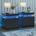 Cubehom Nightstand Set of 2 LED Nightstand with 2 Drawers,Night Stand  with LED Light,Bedside Table with Drawers for Bedroom