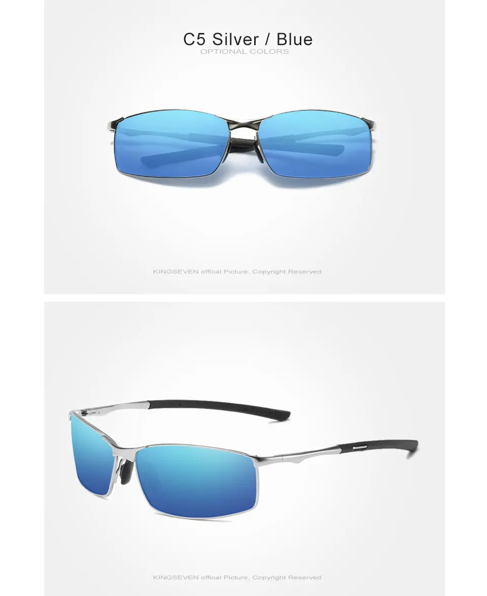 KINGSEVEN Fashion Rectangular Frame Sunglasses For Men UV400 Polarization Alloy Riding Glasses Parsnip Luxury Vintage Eyewear