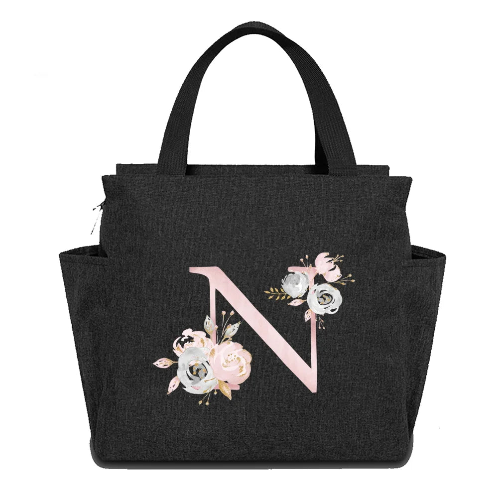 BIG Capacity Insulated Thermal Lunch Food Bag Box Cooler Waterproof  Original Design Pink Flower Series Printing for Kids