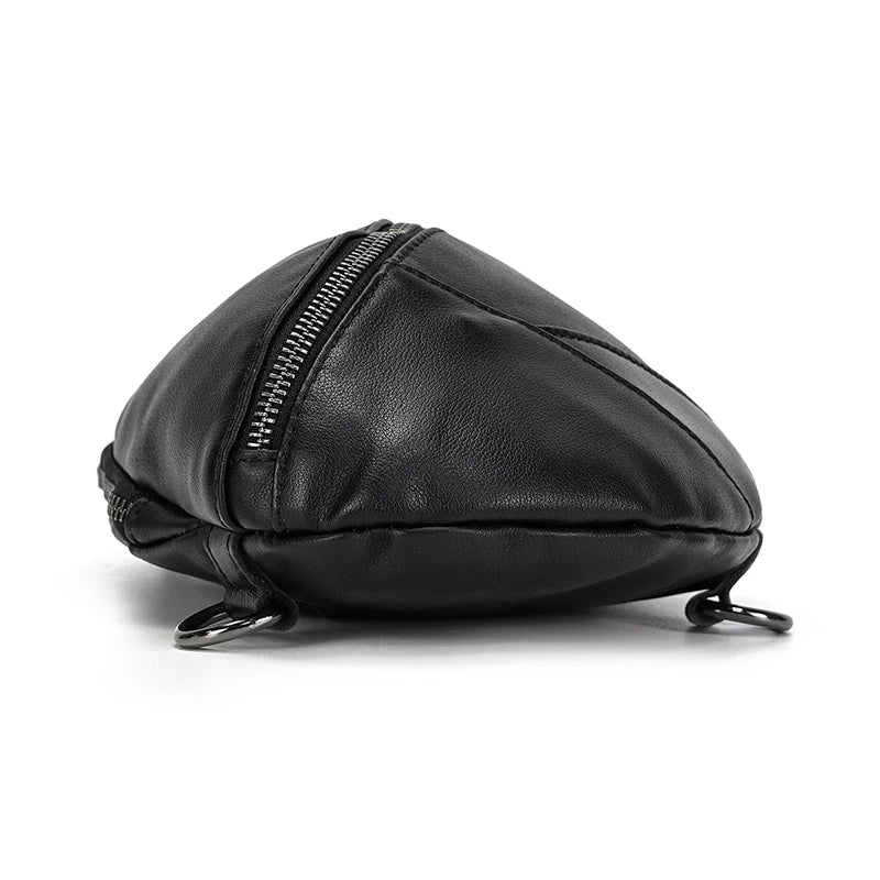 Mans 100% Genuine Leather Sling Bag Men Messenger Bags for Men Black Chest Bags for Phone Casual Sport Shoulder Bag