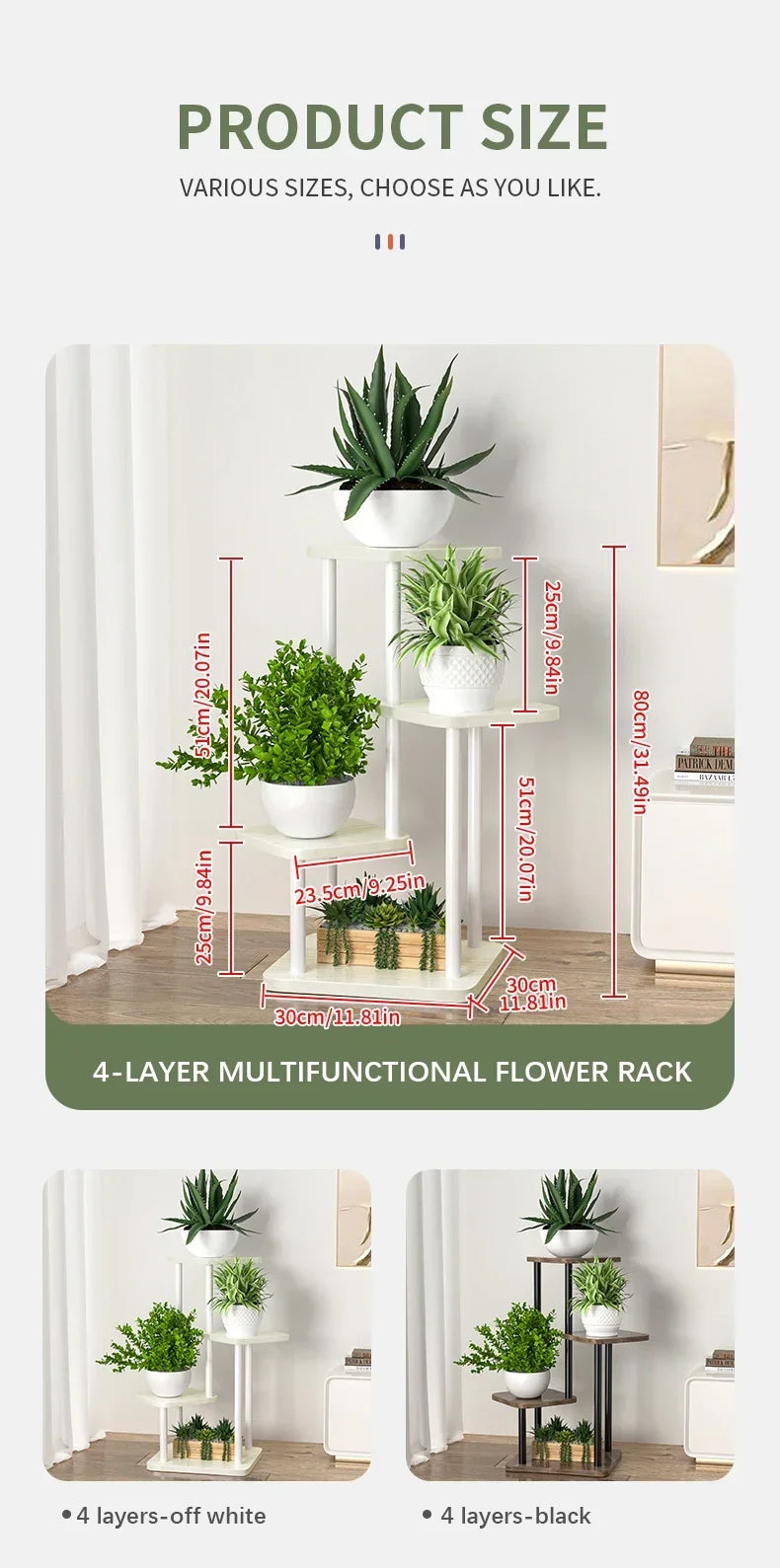 Plant Stand and Flower Stand Wooden Shelf 5/6/8Layers Display Stand Storage Shelf Pot Rack Organizer Shelves Garden Decoration